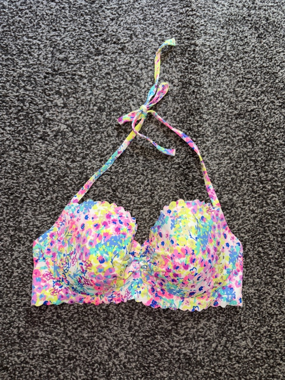 Victoria’s Secret Halter Bikini Swim Top Multi Floral Underwire Size 34D